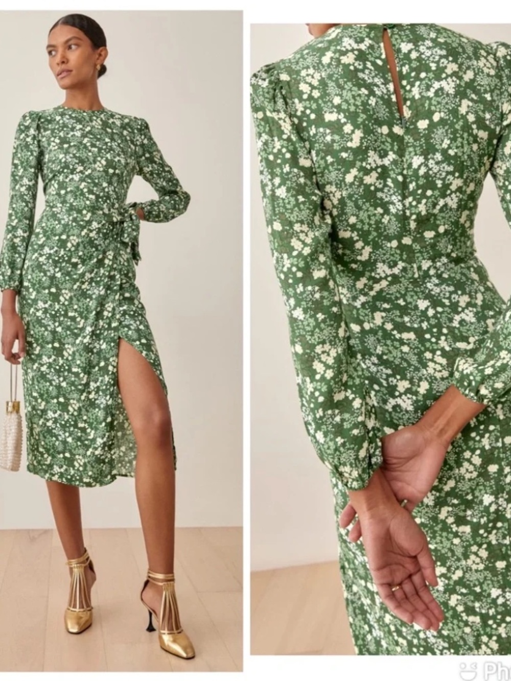 Reformation Reza Dress in Autumnal faux wrap dress size 12 NWT